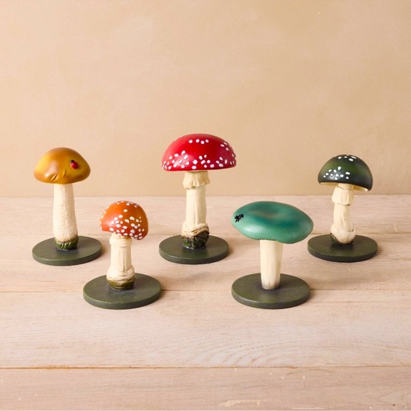 John Derian Mushroom Fungi 5PC Decorative Figurines NWT - Picture 1 of 12